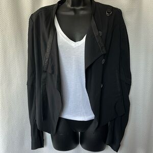 Helmut Lang Black Leather Trim Cropped Jacket P